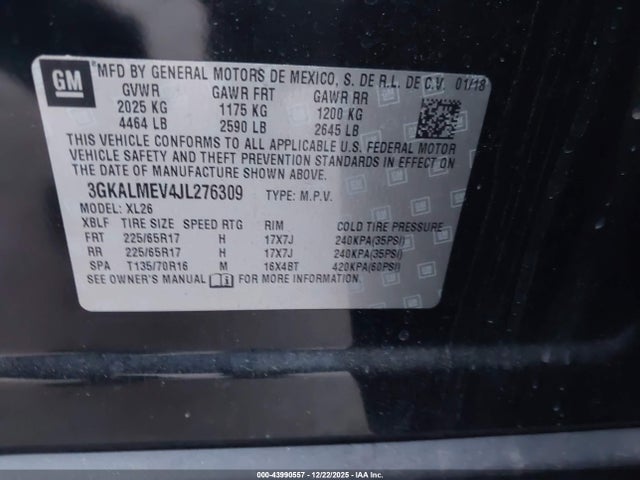 Продажа на аукционе авто 2018 Gmc Terrain Sle, vin: 3GKALMEV4JL276309, номер лота: 43990557