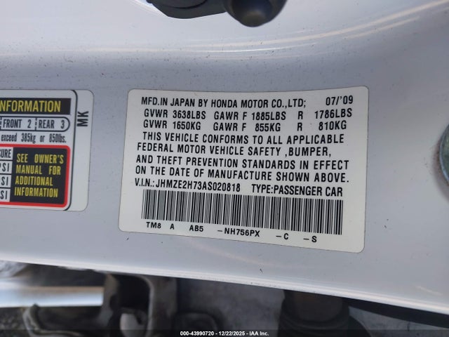 2010 HONDA INSIGHT JHMZE2H73AS020818 Photo 8