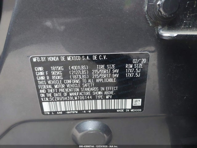 3CZRU5H39LM706144 Honda Hr-v 2wd Lx