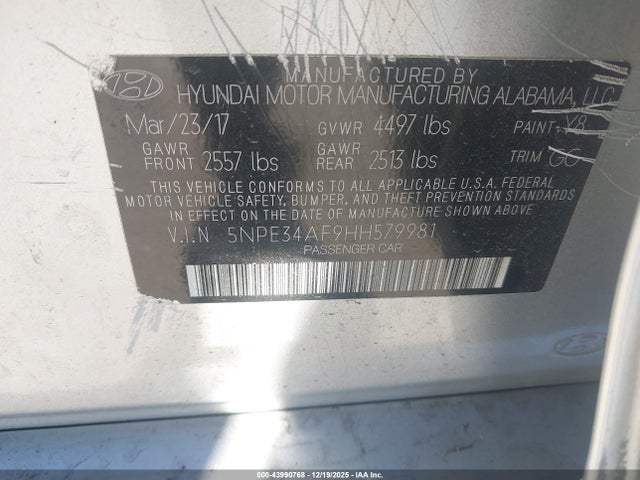 2017 HYUNDAI SONATA 5NPE34AF9HH579981 Photo 8