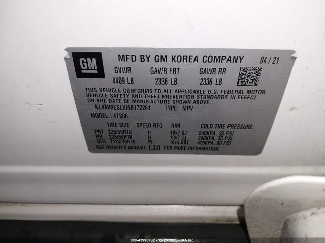 KL4MMESLXMB172261 Buick Encore Gx Awd Select