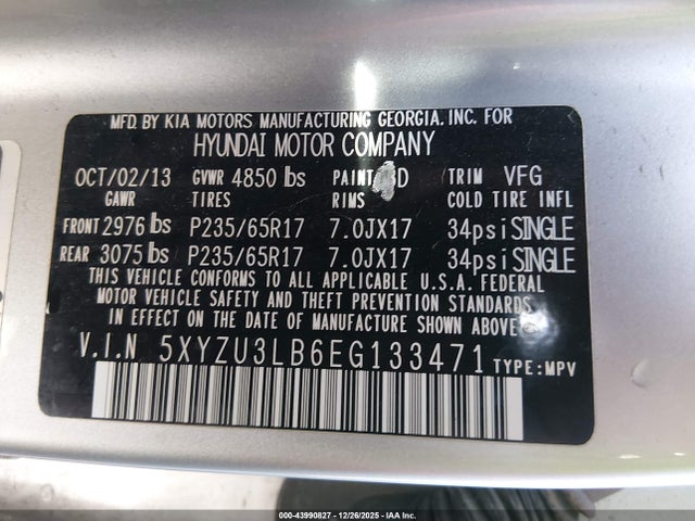 5XYZU3LB6EG133471 Hyundai Santa Fe Sport 2.4l