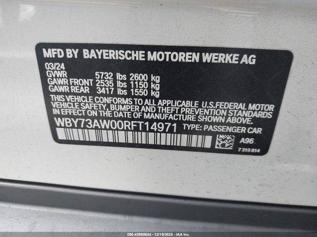 WBY73AW00RFT14971 BMW I4 Gran Coupe Edrive40