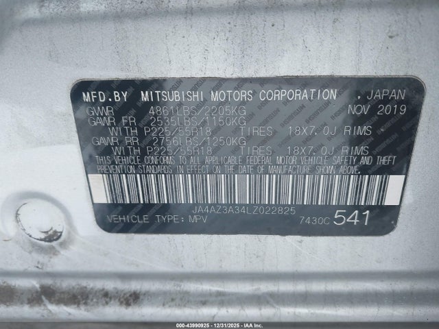 2020 MITSUBISHI OUTLANDER JA4AZ3A34LZ022825 Photo 8