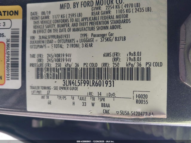 2020 LINCOLN MKZ 3LN6L5F99LR601931 Photo 8