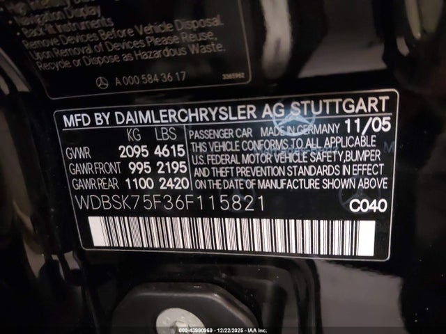 2006 MERCEDES-BENZ SL 500 WDBSK75F36F115821 Photo 8