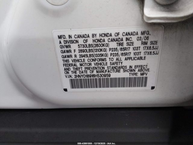 2006 ACURA MDX 2HNYD18916H530959 Photo 8