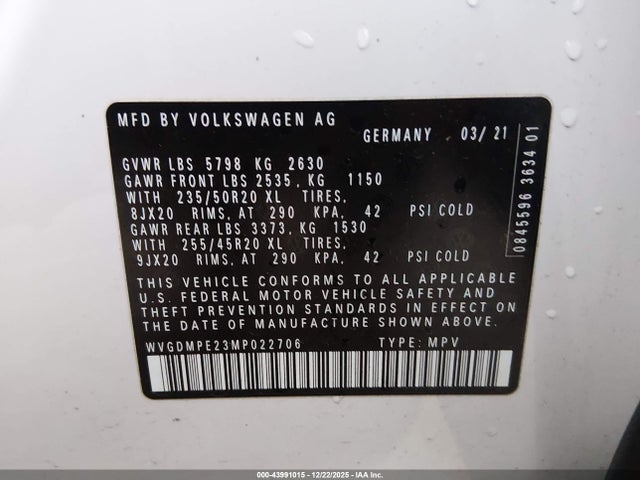WVGDMPE23MP022706 Volkswagen Id.4 1st Edition
