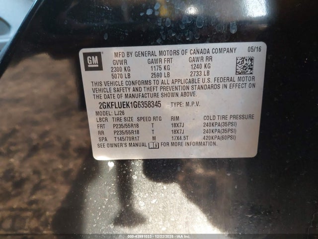 2GKFLUEK1G6358345 GMC Terrain Slt
