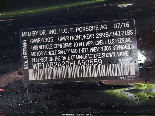 2017 PORSCHE CAYENNE WP1AB2A20HLA50559 Photo 8