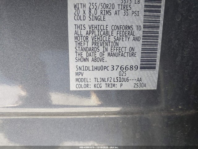 43991079 :رقم المزاد ، 5N1DL1HU0PC376689 vin ، 2023 Infiniti Qx60 Autograph Awd مزاد بيع