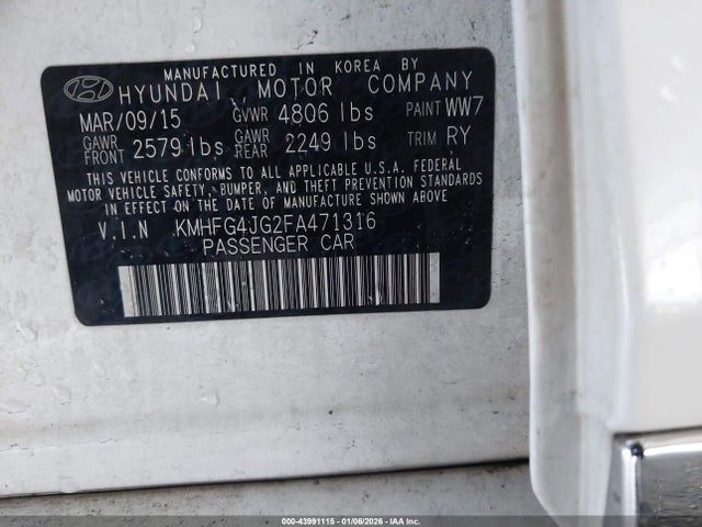 Hyundai Azera 2015 KMHFG4JG2FA471316 Image 9