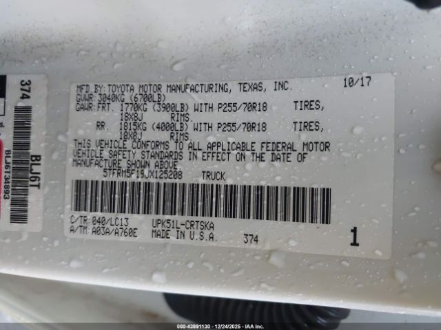 2018 TOYOTA TUNDRA 5TFRM5F19JX125208 Photo 8