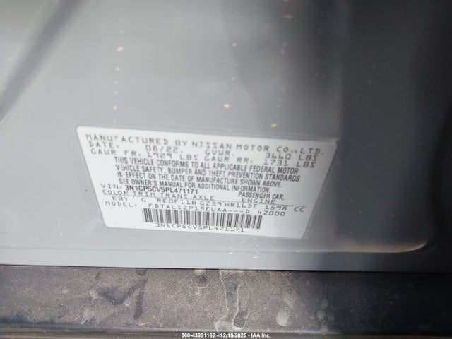 Aukcja sprzedaży 2023 Nissan Kicks Sv Xtronic Cvt, vin: 3N1CP5CV5PL471171, numer aukcji: 43991162