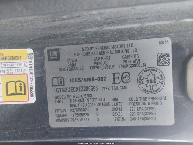 1GTN2UECXEZ286596 GMC Sierra 1500 Sle
