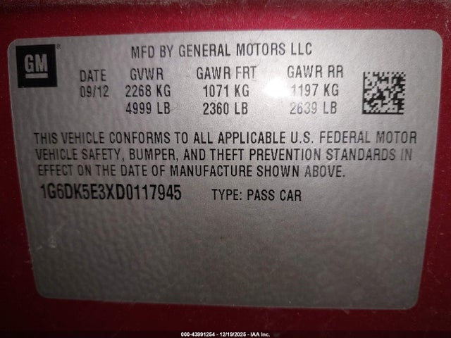 2013 CADILLAC CTS 1G6DK5E3XD0117945 Photo 8