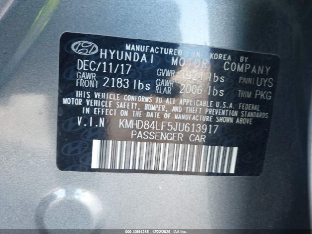 2018 HYUNDAI ELANTRA KMHD84LF5JU613917 Photo 8