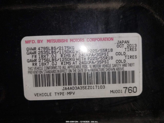 2014 MITSUBISHI OUTLANDER JA4AD3A35EZ017103 Photo 8