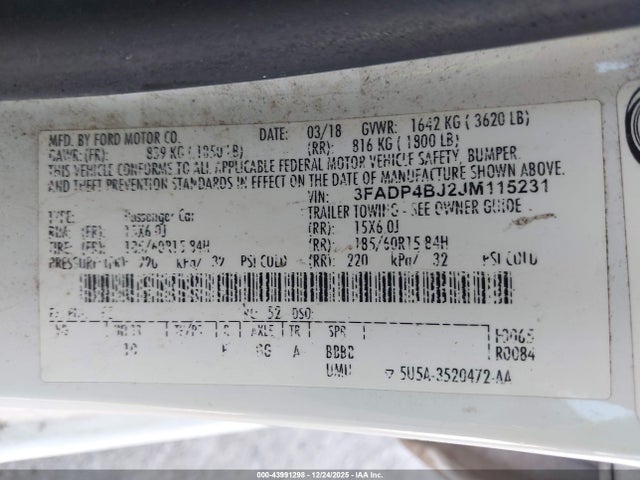 2018 FORD FIESTA 3FADP4BJ2JM115231 Photo 8