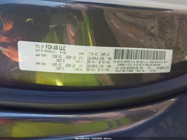 Aukcja sprzedaży 2017 Chrysler Pacifica Touring-l, vin: 2C4RC1BG5HR501322, numer aukcji: 43991310