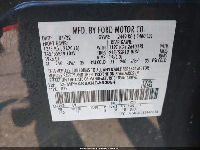 2022 FORD EDGE 2FMPK4K9XNBA82994 Photo 8