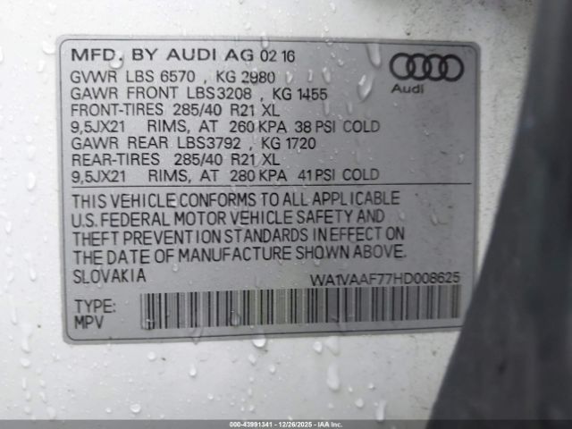 2017 AUDI Q7 WA1VAAF77HD008625 Photo 8