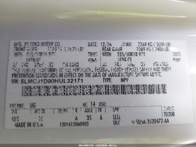 2017 LINCOLN MKC 5LMCJ1D90HUL32171 Photo 8