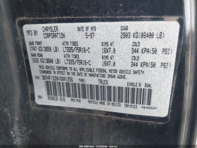 1997 DODGE RAM 1500 3B7HF13Z0VG801256 Photo 8