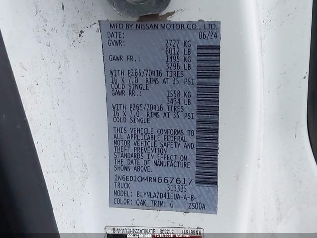 Nissan Frontier King Cab S 4x4 2024 1N6ED1CM4RN667617 Image 9