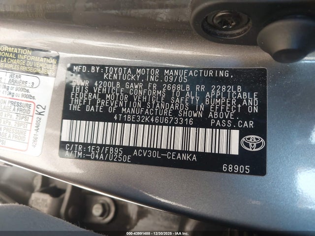 2006 TOYOTA CAMRY 4T1BE32K46U673316 Photo 8