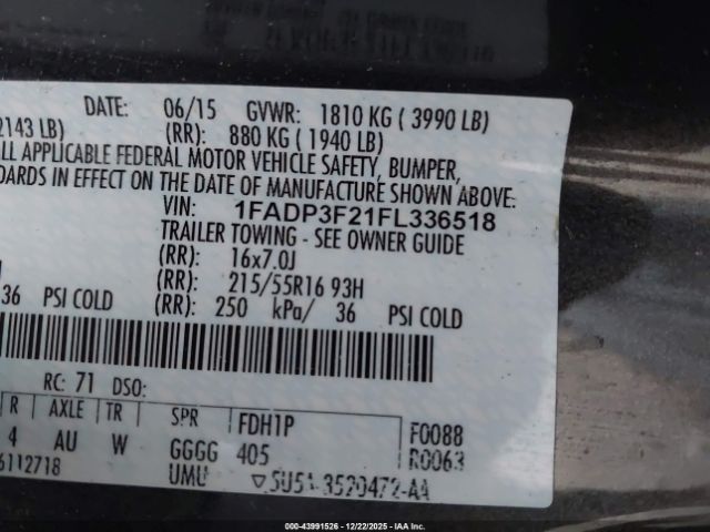 2015 FORD FOCUS 1FADP3F21FL336518 Photo 8