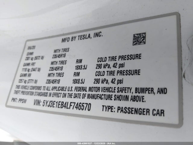 2020 TESLA MODEL 3 5YJ3E1EB4LF746570 Photo 8