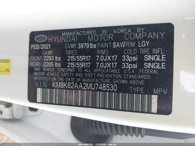 2021 HYUNDAI KONA KM8K62AA2MU748530 Photo 8