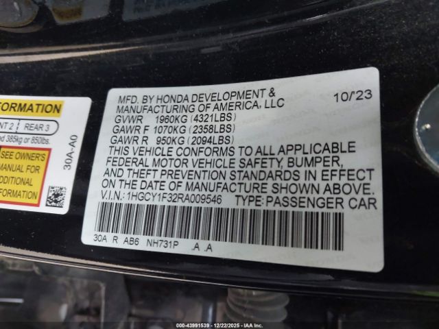 2024 HONDA ACCORD 1HGCY1F32RA009546 Photo 8