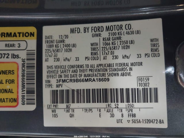 3FMCR9B66MRA18609 Ford Bronco Sport Big Bend