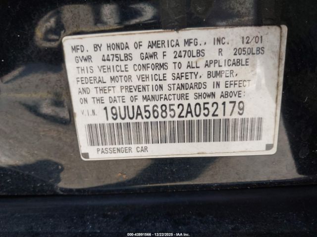 2002 ACURA TL 19UUA56852A052179 Photo 8