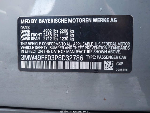 BMW 3 Series M340i Xdrive 2023 3MW49FF03P8D32786 Image 9