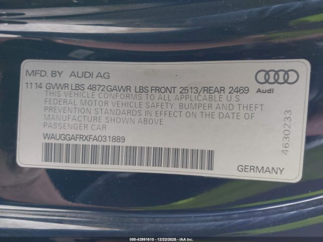 2015 AUDI S5 WAUGGAFRXFA031889 Photo 8