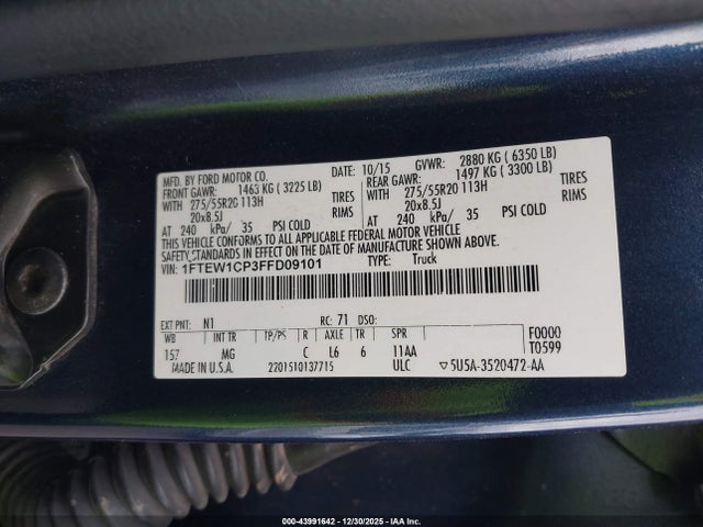 Ford F-150 Xlt 2015 1FTEW1CP3FFD09101 Image 9