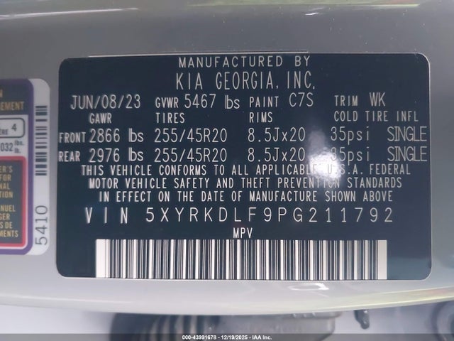 KIA SORENTO SX 2023 5XYRKDLF9PG211792 Image 9