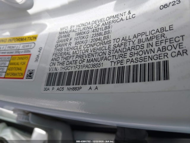 2023 HONDA ACCORD 1HGCY1F31PA038551 Photo 8