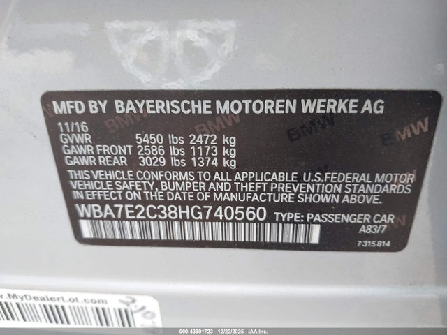 2017 BMW 740I WBA7E2C38HG740560 Photo 8