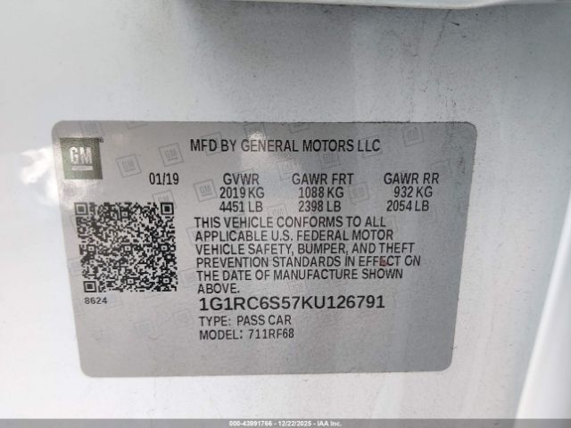 2019 CHEVROLET VOLT 1G1RC6S57KU126791 Photo 8