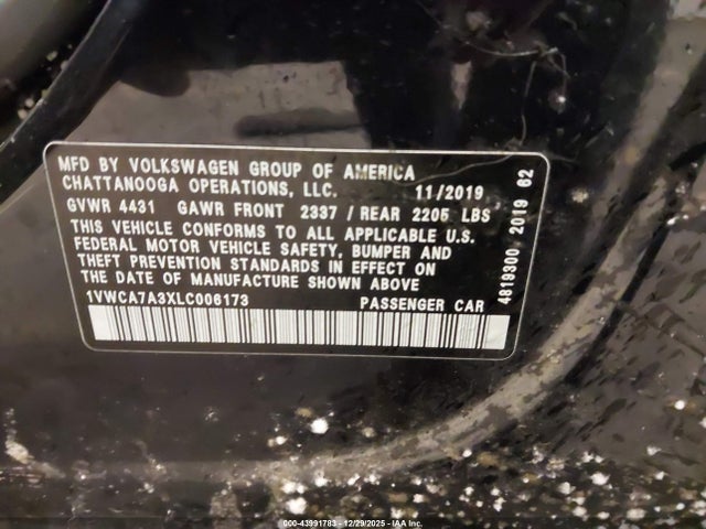 Продажа на аукционе авто 2020 Volkswagen Passat 2.0t Sel, vin: 1VWCA7A3XLC006173, номер лота: 43991783