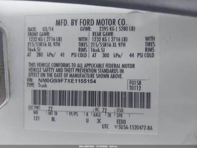 2014 FORD TRANSIT CONNECT NM0GS9F7XE1155154 Photo 8