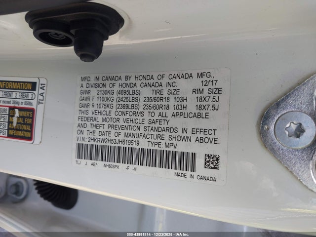 Продажа на аукционе авто 2018 Honda Cr-v Ex, vin: 2HKRW2H53JH619519, номер лота: 43991814