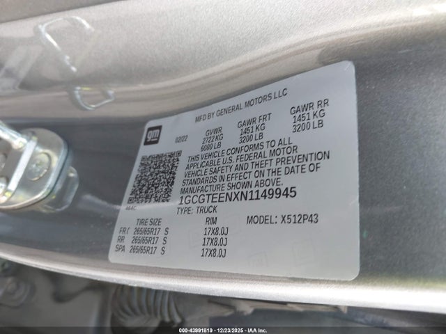 2022 CHEVROLET COLORADO 1GCGTEENXN1149945 Photo 8