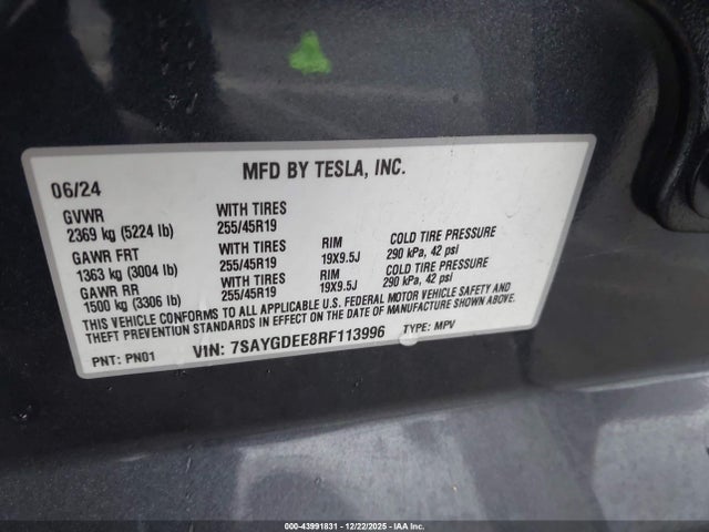 2024 TESLA MODEL Y 7SAYGDEE8RF113996 Photo 8