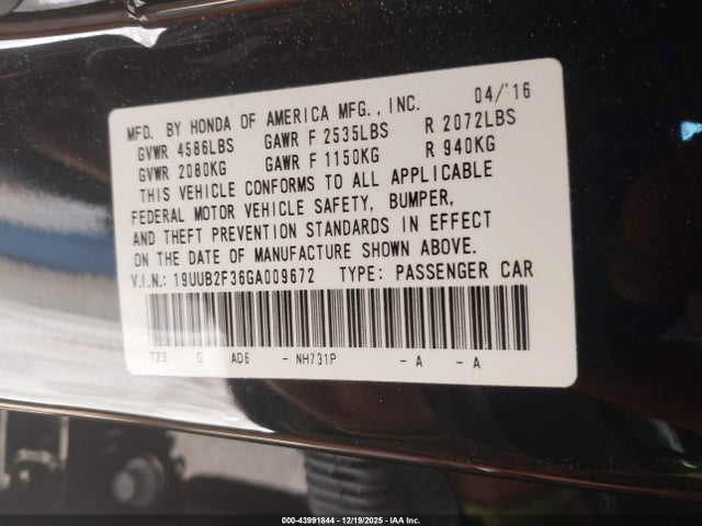 2016 Acura Tlx V6 მანქანა იყიდება აუქციონზე, vin: 19UUB2F36GA009672, აუქციონის ნომერი: 43991844