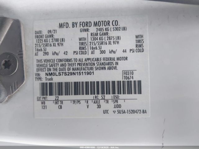 2022 FORD TRANSIT CONNECT NM0LS7S29N1511901 Photo 8